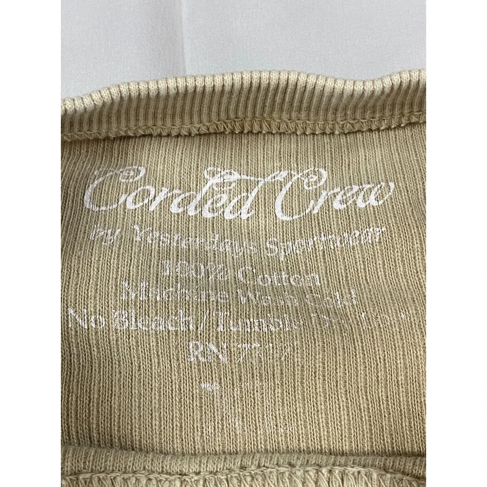 Corded Crew Vail Colorado Sweatshirt Tan Ribbed Cotton Pullover XL